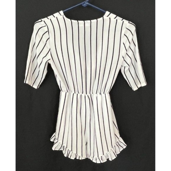 Daisy Street Romper Black and White Stripe Frill Hem And Tie Front Size UK6 - Picture 8 of 9